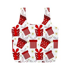 Christmas Texture, Pattern, Red, Craciun, Christmas, Bow, Gift Full Print Recycle Bag (m)