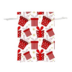 Christmas Texture, Pattern, Red, Craciun, Christmas, Bow, Gift Lightweight Drawstring Pouch (l)