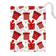 Christmas Texture, Pattern, Red, Craciun, Christmas, Bow, Gift Drawstring Pouch (4xl) by kyorashop23