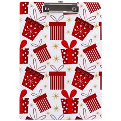 Christmas Texture, Pattern, Red, Craciun, Christmas, Bow, Gift A4 Acrylic Clipboard