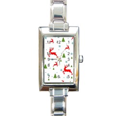 Christmas Texture, Pattern, Red, Craciun, Christmas, Snowflake, Rectangle Italian Charm Watch