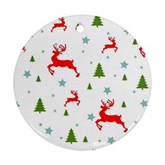 Christmas Texture, Pattern, Red, Craciun, Christmas, Snowflake, Ornament (round)