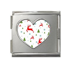 Christmas Texture, Pattern, Red, Craciun, Christmas, Snowflake, Mega Link Heart Italian Charm (18mm) by kyorashop23