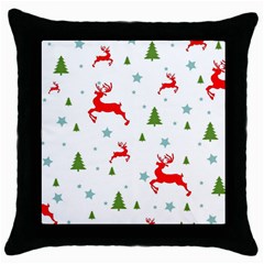 Christmas Texture, Pattern, Red, Craciun, Christmas, Snowflake, Throw Pillow Case (black)