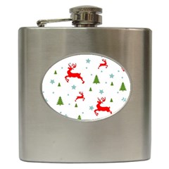 Christmas Texture, Pattern, Red, Craciun, Christmas, Snowflake, Hip Flask (6 Oz)