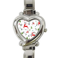 Christmas Texture, Pattern, Red, Craciun, Christmas, Snowflake, Heart Italian Charm Watch