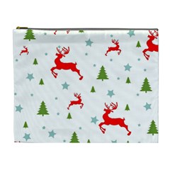 Christmas Texture, Pattern, Red, Craciun, Christmas, Snowflake, Cosmetic Bag (xl)