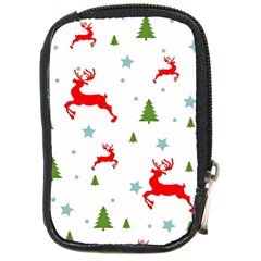 Christmas Texture, Pattern, Red, Craciun, Christmas, Snowflake, Compact Camera Leather Case