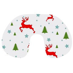 Christmas Texture, Pattern, Red, Craciun, Christmas, Snowflake, Travel Neck Pillow