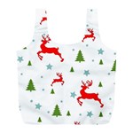 Christmas Texture, Pattern, Red, Craciun, Christmas, Snowflake, Full Print Recycle Bag (L) Back