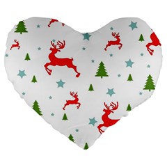 Christmas Texture, Pattern, Red, Craciun, Christmas, Snowflake, Large 19  Premium Flano Heart Shape Cushions