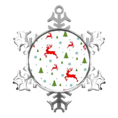 Christmas Texture, Pattern, Red, Craciun, Christmas, Snowflake, Metal Small Snowflake Ornament by kyorashop23