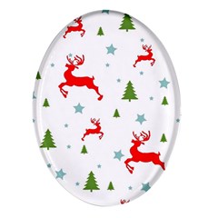 Christmas Texture, Pattern, Red, Craciun, Christmas, Snowflake, Oval Glass Fridge Magnet (4 Pack) by kyorashop23