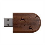 Christmas Texture, Pattern, Red, Craciun, Christmas, Snowflake, Wood Oval USB Flash Drive USB