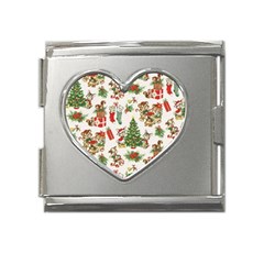 Christmas Texture, Pattern, Red, Tree, Craciun, Green, Christmas Mega Link Heart Italian Charm (18mm)