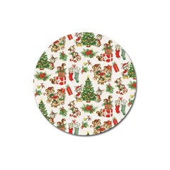 Christmas Texture, Pattern, Red, Tree, Craciun, Green, Christmas Magnet 3  (round)