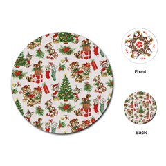 Christmas Texture, Pattern, Red, Tree, Craciun, Green, Christmas Playing Cards Single Design (Round)