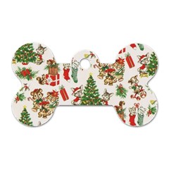 Christmas Texture, Pattern, Red, Tree, Craciun, Green, Christmas Dog Tag Bone (one Side)