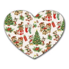 Christmas Texture, Pattern, Red, Tree, Craciun, Green, Christmas Heart Mousepad