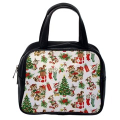 Christmas Texture, Pattern, Red, Tree, Craciun, Green, Christmas Classic Handbag (one Side)