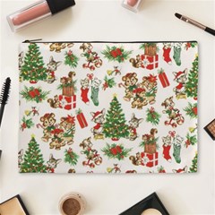 Christmas Texture, Pattern, Red, Tree, Craciun, Green, Christmas Cosmetic Bag (XL)