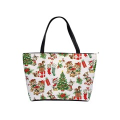 Christmas Texture, Pattern, Red, Tree, Craciun, Green, Christmas Classic Shoulder Handbag