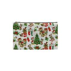 Christmas Texture, Pattern, Red, Tree, Craciun, Green, Christmas Cosmetic Bag (small)