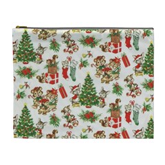 Christmas Texture, Pattern, Red, Tree, Craciun, Green, Christmas Cosmetic Bag (xl) by kyorashop23