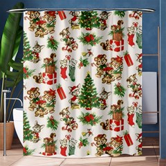 Christmas Texture, Pattern, Red, Tree, Craciun, Green, Christmas Shower Curtain 60  x 72  (Medium) 