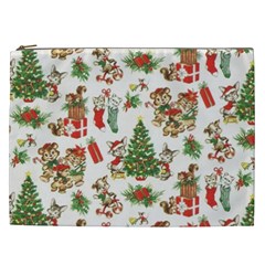 Christmas Texture, Pattern, Red, Tree, Craciun, Green, Christmas Cosmetic Bag (xxl)