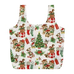 Christmas Texture, Pattern, Red, Tree, Craciun, Green, Christmas Full Print Recycle Bag (l)