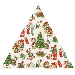 Christmas Texture, Pattern, Red, Tree, Craciun, Green, Christmas Wooden Puzzle Triangle