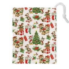 Christmas Texture, Pattern, Red, Tree, Craciun, Green, Christmas Drawstring Pouch (5xl)