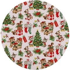 Christmas Texture, Pattern, Red, Tree, Craciun, Green, Christmas Uv Print Round Tile Coaster