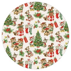 Christmas Texture, Pattern, Red, Tree, Craciun, Green, Christmas Round Trivet by kyorashop23