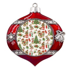 Christmas Texture, Pattern, Red, Tree, Craciun, Green, Christmas Metal Snowflake And Bell Red Ornament