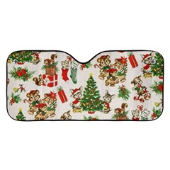 Christmas Texture, Pattern, Red, Tree, Craciun, Green, Christmas Car Windshield Sunshade by kyorashop23