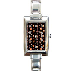 Cool Woodland Animal, Koteto, Scandinavian, Acorn Rectangle Italian Charm Watch by kyorashop23