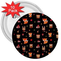 Cool Woodland Animal, Koteto, Scandinavian, Acorn 3  Buttons (10 Pack)  by kyorashop23