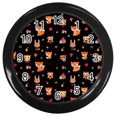 Cool Woodland Animal, Koteto, Scandinavian, Acorn Wall Clock (black)