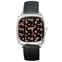 Cool Woodland Animal, Koteto, Scandinavian, Acorn Square Metal Watch