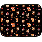 Cool Woodland Animal, Koteto, Scandinavian, Acorn Two Sides Fleece Blanket (Mini) 35 x27  Blanket Front