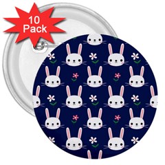 Cute Bunny Pattern, Easter, Koteto 3  Buttons (10 Pack)  by kyorashop23