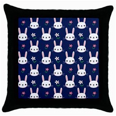 Cute Bunny Pattern, Easter, Koteto Throw Pillow Case (black)