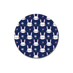 Cute Bunny Pattern, Easter, Koteto Magnet 3  (round) by kyorashop23