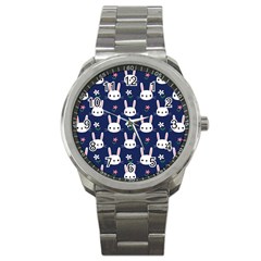 Cute Bunny Pattern, Easter, Koteto Sport Metal Watch