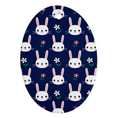 Cute Bunny Pattern, Easter, Koteto Oval Ornament (two Sides)