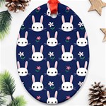 Cute Bunny Pattern, Easter, Koteto Oval Ornament (Two Sides) Front