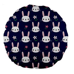 Cute Bunny Pattern, Easter, Koteto Large 18  Premium Round Cushions by kyorashop23