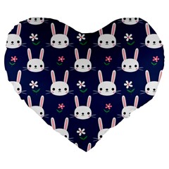 Cute Bunny Pattern, Easter, Koteto Large 19  Premium Heart Shape Cushions